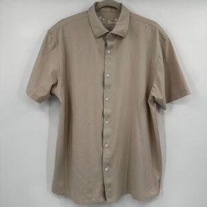 Desert Dunes The Good Life Men XL Tan Khaki Short Sleeve Button Down Pique Shirt
